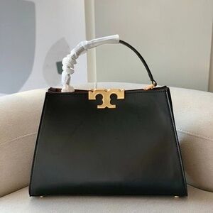 🍌Tory Burch Black Satchel with Gold Logo🌽